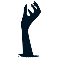 Halloween Zombie Hand Silhouette in Creepy Design and Shape. Flat Vector Illustration