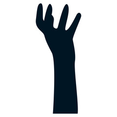 Halloween Zombie Hand Silhouette in Creepy Design and Shape. Flat Vector Illustration