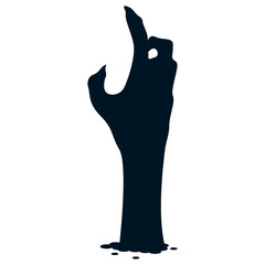 Halloween Zombie Hand Silhouette in Creepy Design and Shape. Flat Vector Illustration