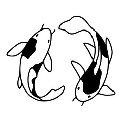 Japanese koi fish line art