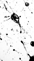 Monochromatic Ink Splatter Artwork with Drips and Abstract Black Blotches