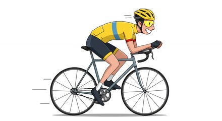 Fototapeta premium Cartoon cyclist riding bicycle illustration