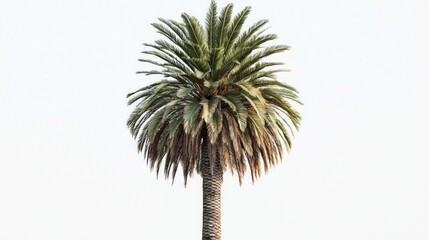 Isolated palm tree against white background