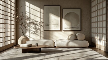 Elevate living spaces japanese inspired art framed modern interiors serene atmosphere luxury concept