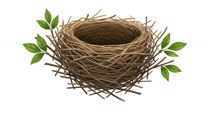 Empty bird nest image nature design element realistic bird nest illustration