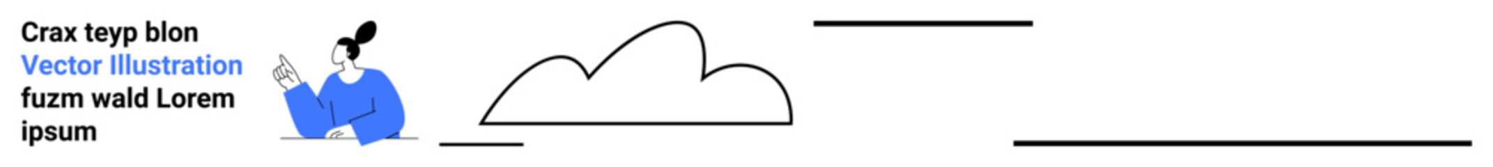 Woman holding and reading a notebook, minimalist cloud art in the center, and minimal text elements. Ideal for education, creativity, learning, simplicity, productivity, cloud applications