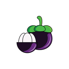 Mangosteen Fruit Icon Color 