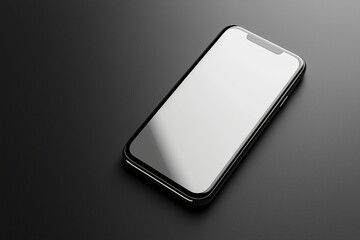 Minimalistic smartphone on a sleek black surface showcasing a blank screen ready for customization and design elements for creative use