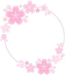 Pink Cherry Blossom Flower Circle Frame Vector
