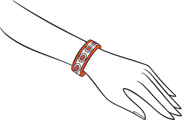 Beautiful Bracelet Line Drawing Vector Illustration