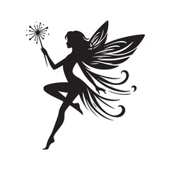 Beautiful fairy silhouette vector illustration
