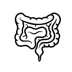 hand-drawn sketch human intestine illustration