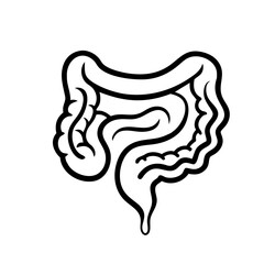 hand-drawn sketch human intestine illustration