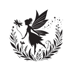 Beautiful fairy silhouette vector illustration