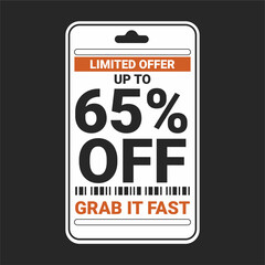 Naklejka premium Modern Limited Offer Price Tag with 65% Discount