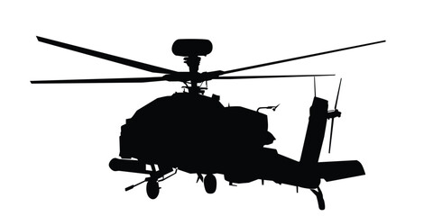 illustration of apache helicopter silhouette isolated on white background high quality illustration © Lulu
