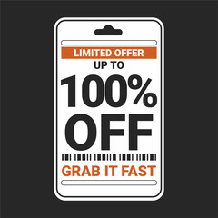 Modern Limited Offer Price Tag with 100% Discount