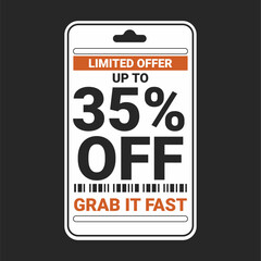 Modern Limited Offer Price Tag with 35% Discount