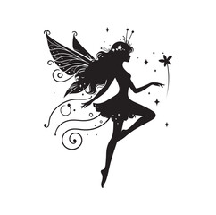 Beautiful fairy silhouette vector illustration