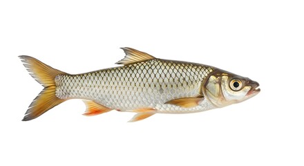 Labeo rohita fish isolated on white background