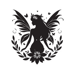 Beautiful fairy silhouette vector illustration