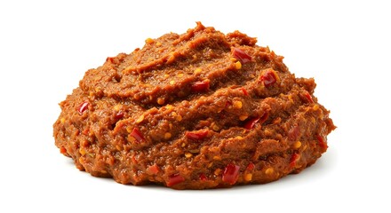 Thai red curry paste isolated on white background