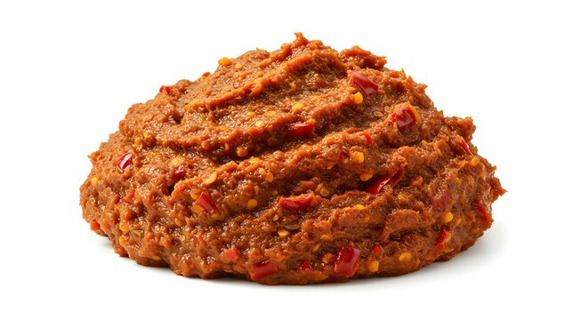 Thai red curry paste isolated on white background