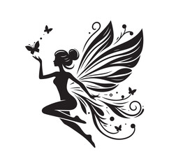 Beautiful fairy silhouette vector illustration