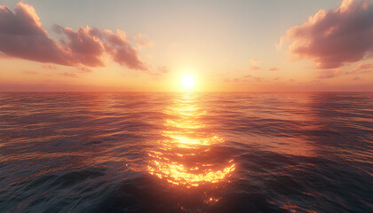 Orange and Pink Sunset Over Calm Ocean Water