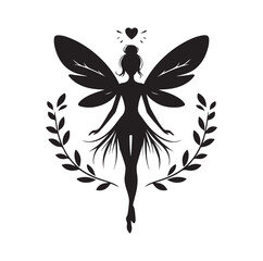 Beautiful fairy silhouette vector illustration