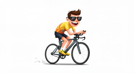Fototapeta premium Cartoon cyclist illustration enjoying ride