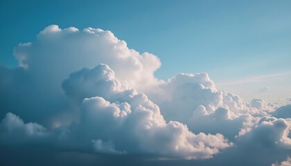 Celestial Canvas: A mesmerizing view of fluffy clouds against a vibrant blue sky, portraying nature's artistry, ideal for evoking a sense of peace and wonder.