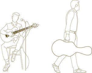 silhouette design vector illustration sketch image of musician in action playing guitar 