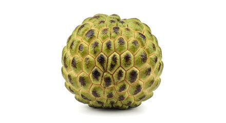 Obraz premium Sugar apple fruit with spots on white background Srikaya tropical fruit photo Suga
