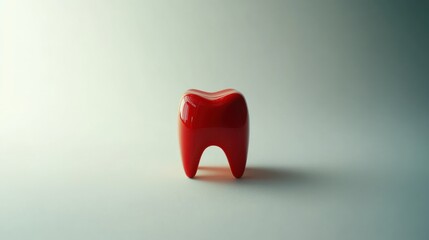 Glossy Red Tooth Model on Soft Gradient Background for Dental Use