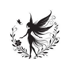 Beautiful fairy silhouette vector illustration
