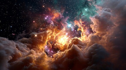 Fototapeta premium Generic Glowing Star Perspective Cloud Vibrant Collapsing