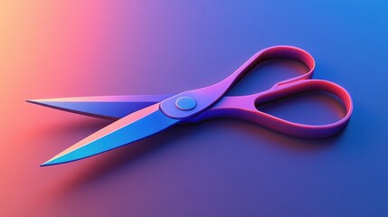 A vibrant pair of scissors set against a colorful background, showcasing a modern and artistic design.