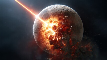 Obraz premium Moonlight Glowing Meteor Perspective Moon Crystalline