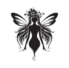 Beautiful fairy silhouette vector illustration