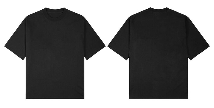 Black T-shirt Mock up Front & Back Isolated White Background