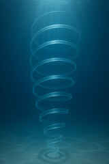 水の中の幾何学模様　透明な幾何学　水中に浮かぶ立体　背景