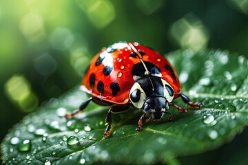 Obraz premium Ladybug Among the Leaves
