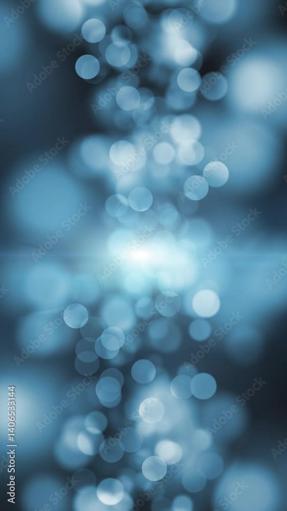 Sticker looped abstract glowing blue blurred circle bokeh vertical animation background.