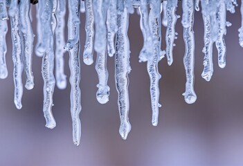 Delicate ice crystals falling each with unique and intricate des