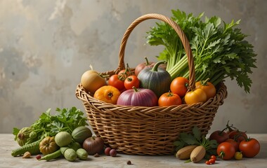 Basket Full of Vegetables Vibrant And Healthy Scene Featuring 