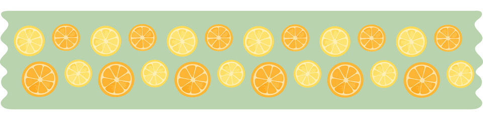 Orange and Lemon Slice Tape on Green Background