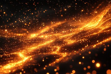 Obraz premium Abstract fiery golden particle waves