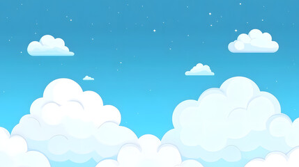 Celestial Clouds: Soar above a dreamy landscape dotted with fluffy cumulus clouds, painted against a brilliant azure sky. The gentle play of light and shadow lends a serene and calming atmosphere.