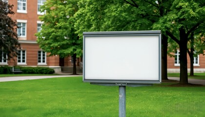 Empty White Advertising Banner in the park 